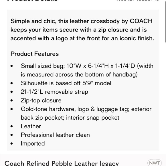 Coach Black Leather Crossbody Bag - Picture 6 of 6